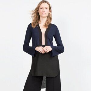 Zara W&B Navy and Black Long Sleeve Tunic Women’s Size M